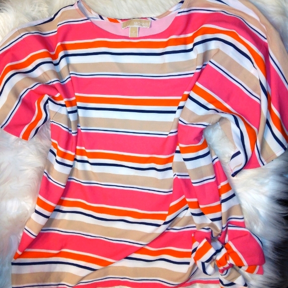 Like New MICHAEL KORS Women's Sporty Striped Side Tie top~Medium~ - Picture 12 of 16